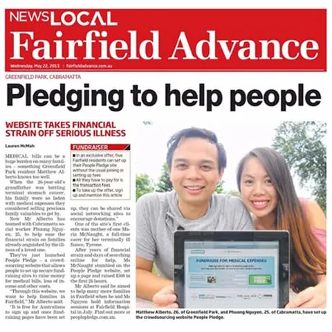 Fairfield Advance: Pledging to help people, May 2013